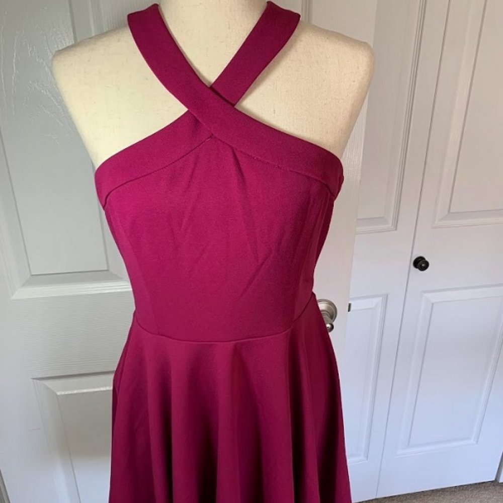 Lulus The Way You Look Tonight Magenta Halter Dress Mini Zip - Size Large